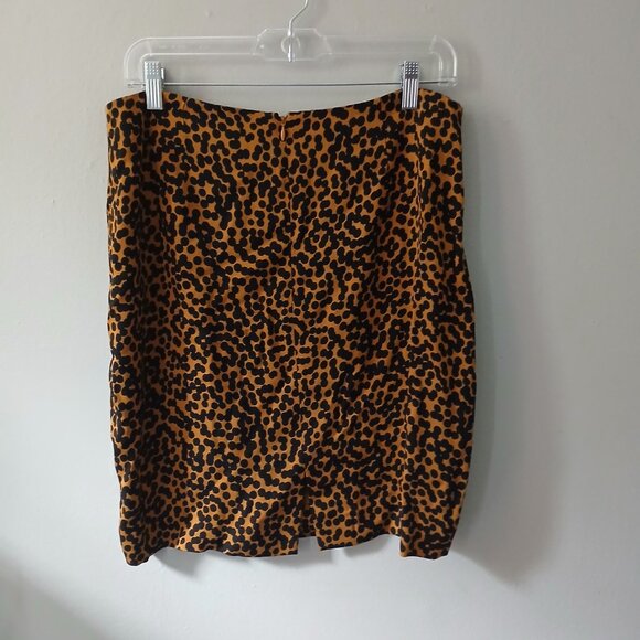 Diane Von Furstenberg Size 12 Cheetah Print Satin Midi Skirt Polka Dot Zipper - Picture 5 of 12